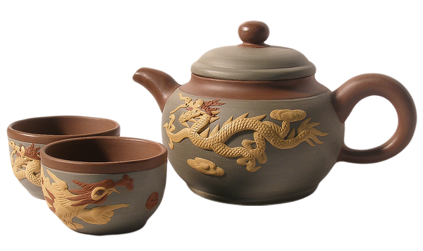 Antique Phoenix Dragon Tea Kettle