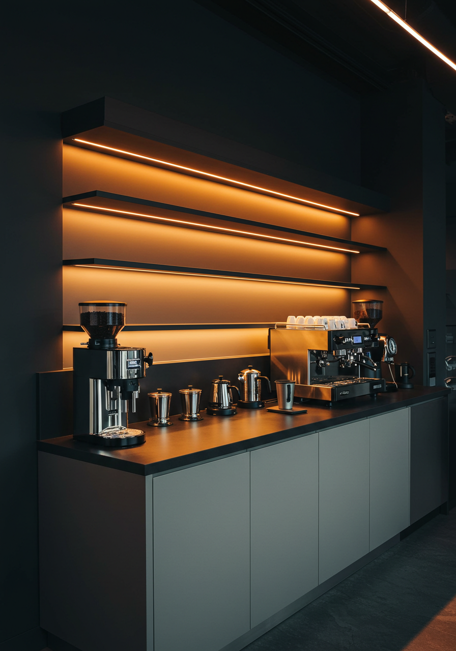 Coffee Bar with LED Backlighting