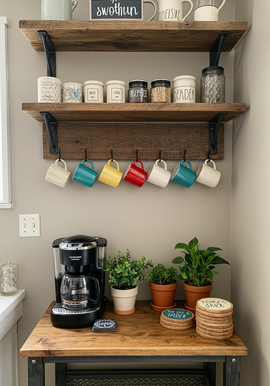 Coffee Corner with Hanging Mugs