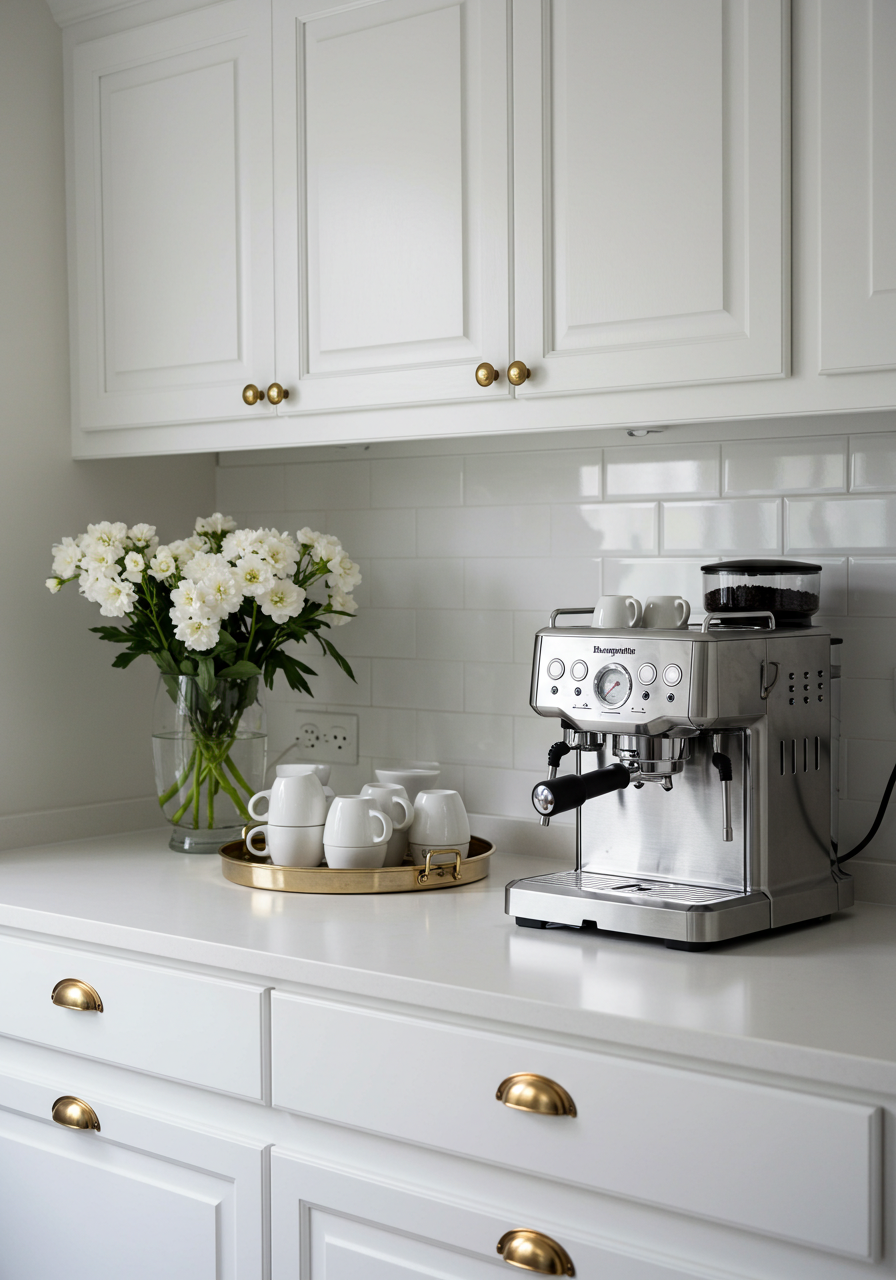 Elegant White Coffee Setup