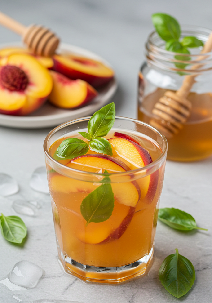 Peach Basil Iced Tea